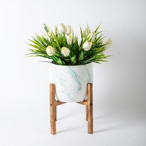 Aura Tombul Mermer Ahşap Standlı 18cm